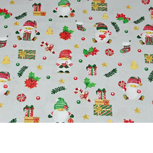 Tissu Coton Motif Noël Fond Gris