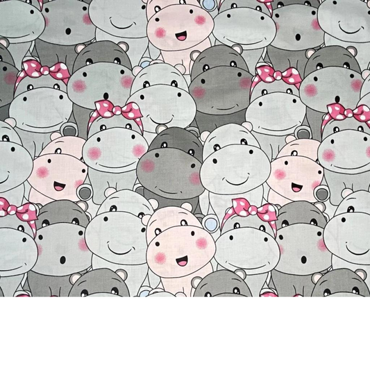 Tissu Coton Motif Hippopotames