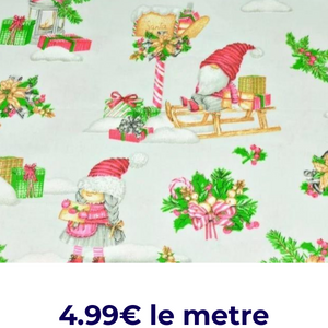 Tissu Coton Motif Noël Fond Gris