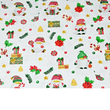 Tissu Coton Motif Noël Fond Blanc
