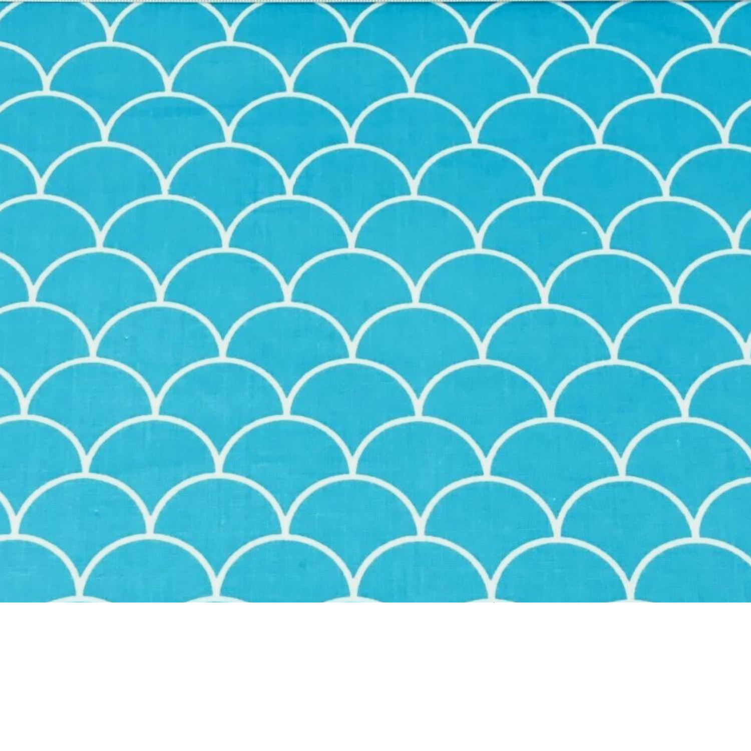 Tissu Coton Imprimé Blanc Et Turquoise