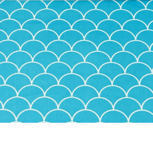 Tissu Coton Imprimé Blanc Et Turquoise
