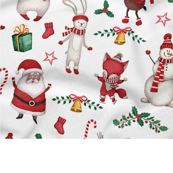 Tissu Coton Motif Noël - Blanc