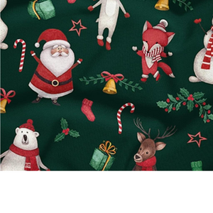 Tissu Coton Motif Noël - Vert