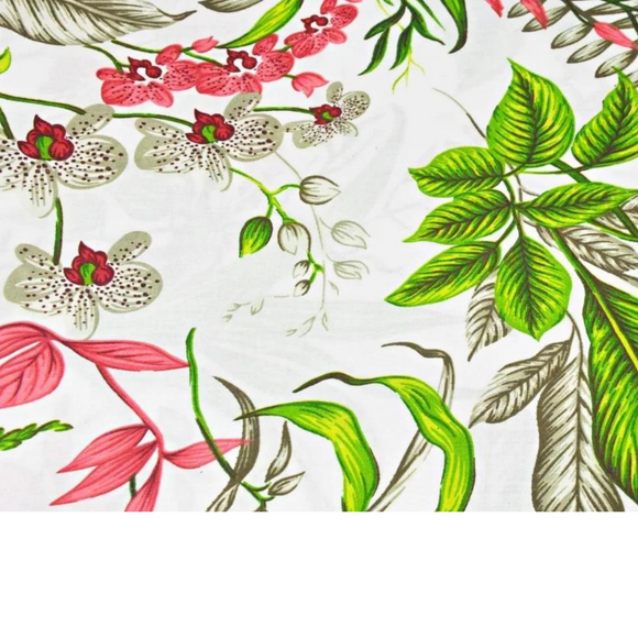 Tissu Coton Motif Fleurs Et Plantes