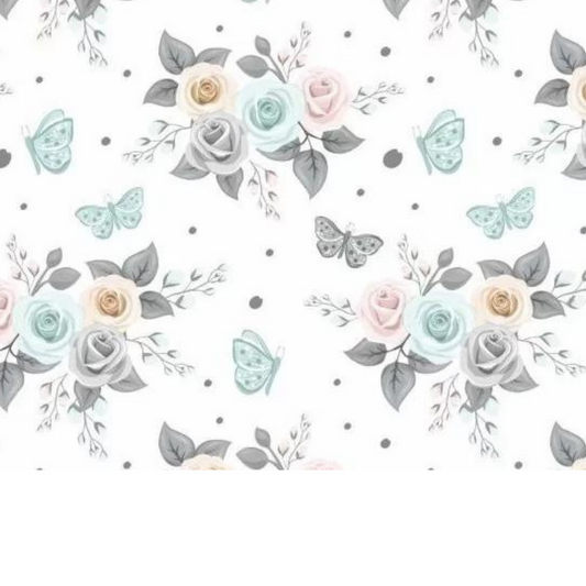 Tissu Coton Motif Fleurs Et Papillons