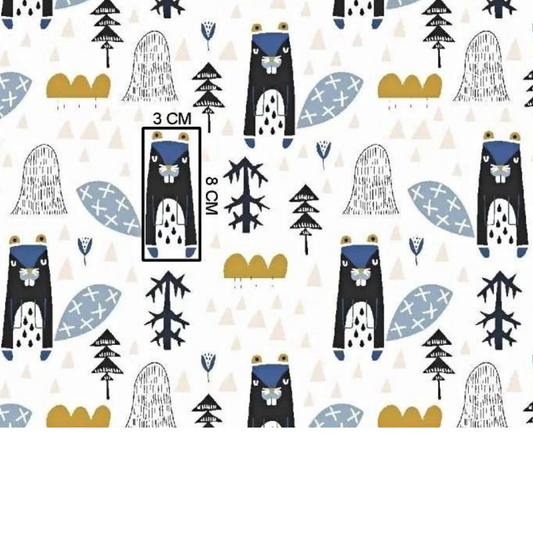 Tissu Coton Motif Castors