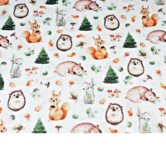 Tissu Coton Motif Animaux Dans La Forêt