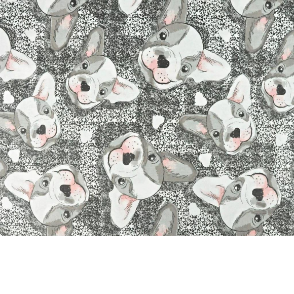 Tissu Coton Motif Bouledogue