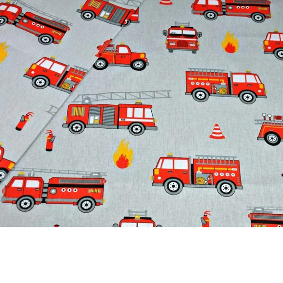 Tissu Coton Motif Camions De Pompiers