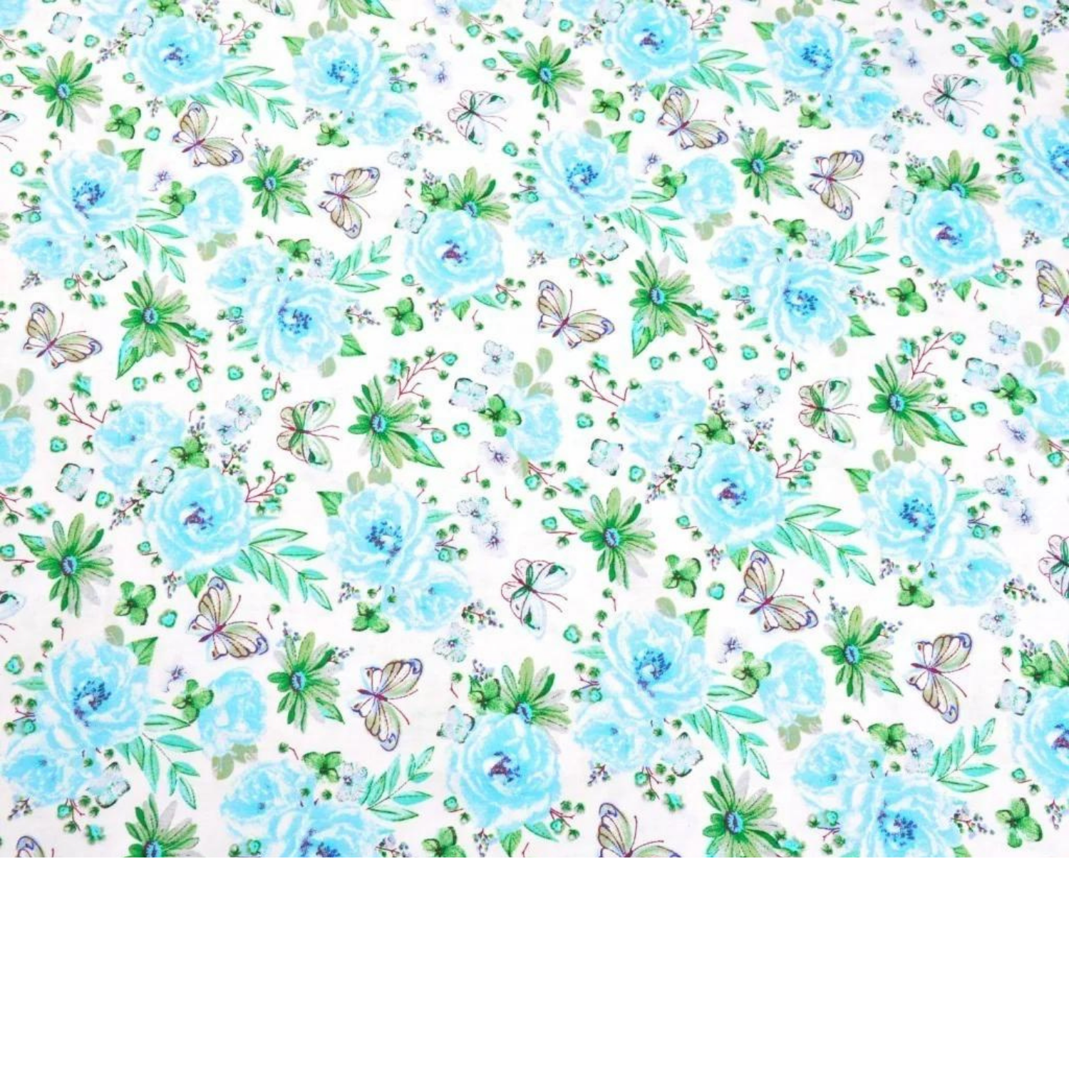 Tissu Coton Motif Fleurs Et Papillons