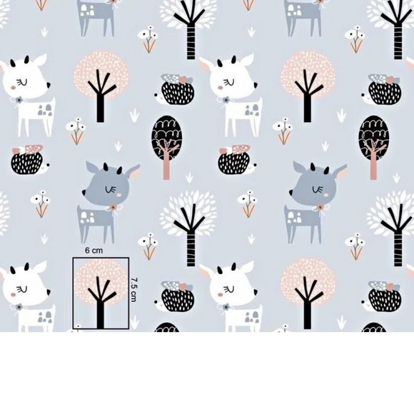 Tissu Coton Motif Biches