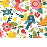 Tissu Coton Motif Oiseaux Et Fleurs