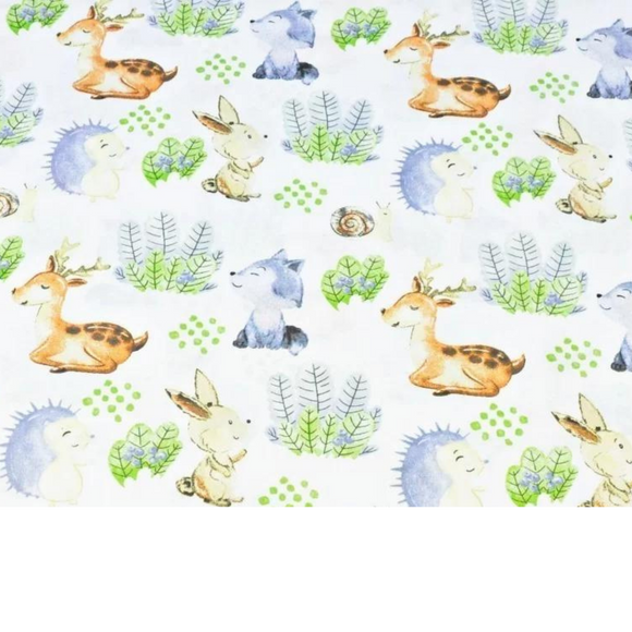 Tissu Coton Motif Animaux Dans La Forêt