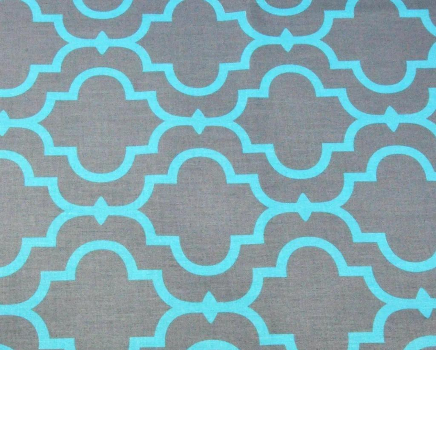 Tissu Coton Imprimé Turquoise Et Gris