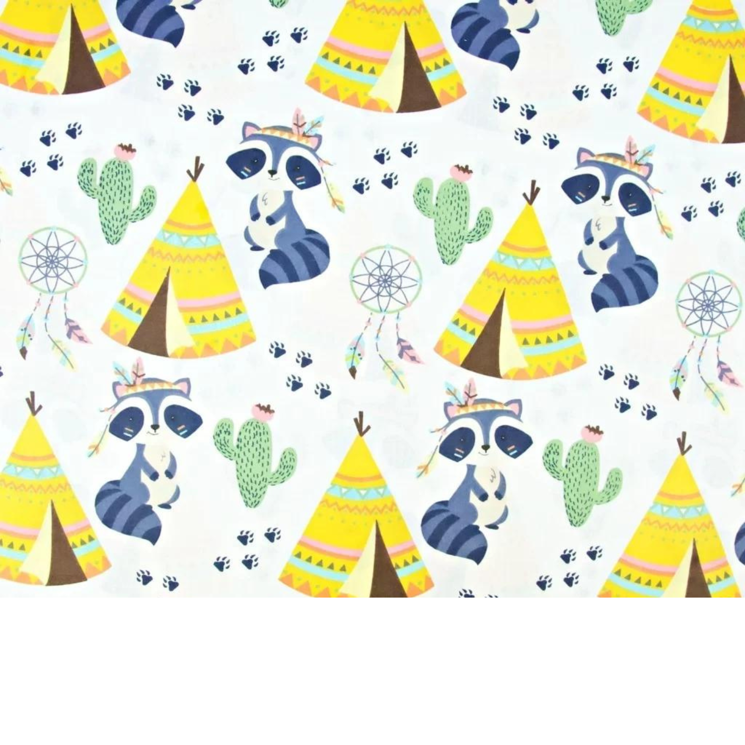 Tissu Coton Motif Raton Laveur