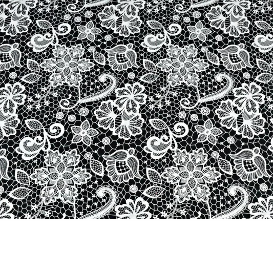 Tissu Coton Motif Fleurs Effet Dentelle