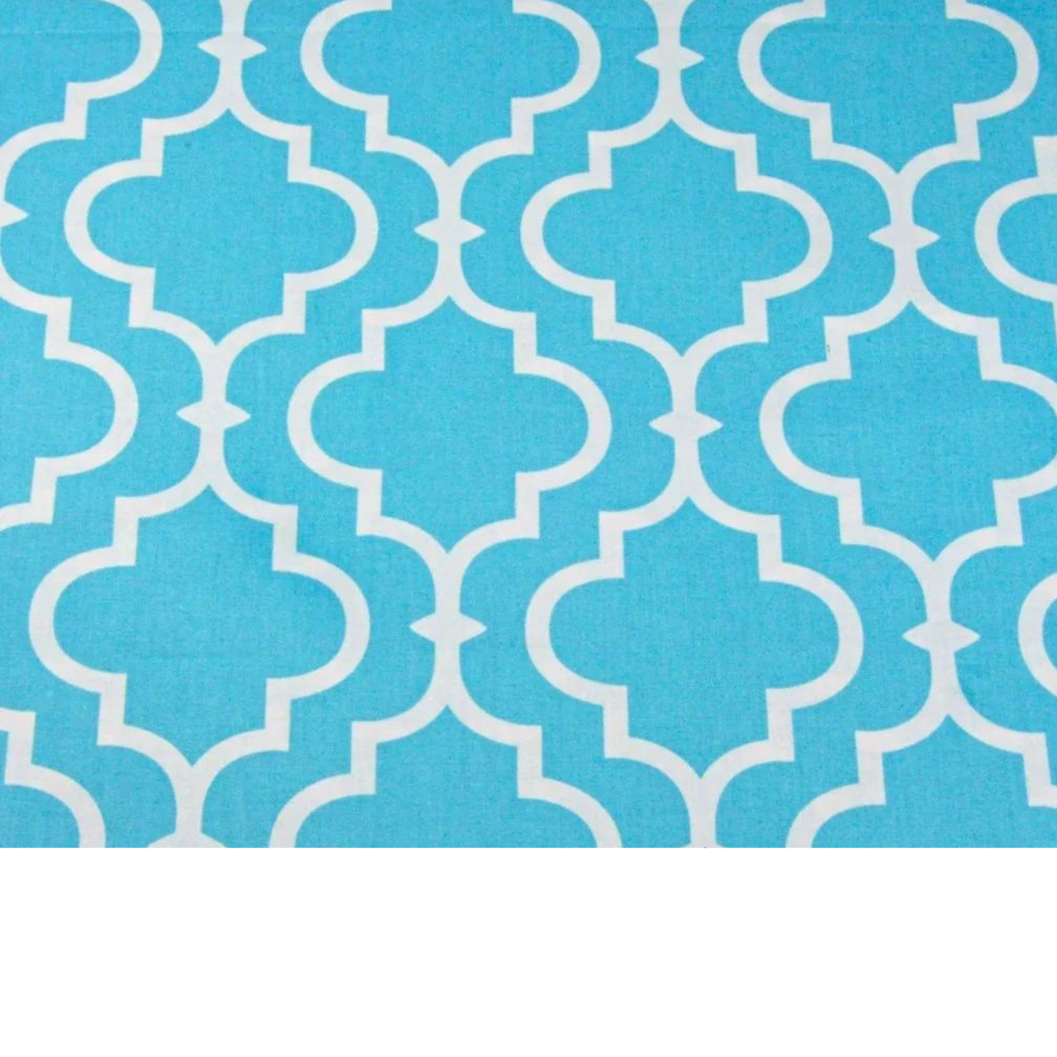 Tissu Coton Imprimé Blanc Et Turquoise