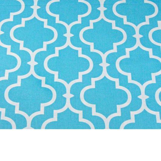 Tissu Coton Imprimé Blanc Et Turquoise