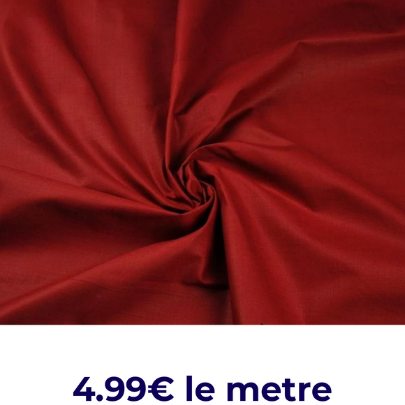 Tissu Coton Uni Rouge Foncé