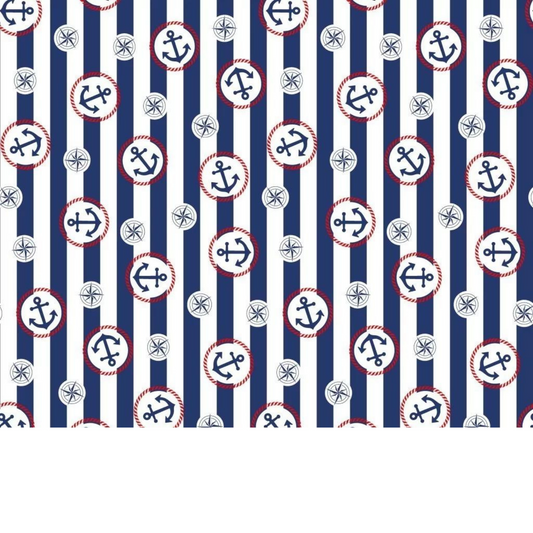 Tissu Coton Motif Ancre Bateau