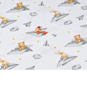 Tissu Coton Motif Animaux Et Avions En Papier